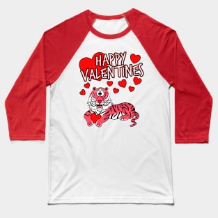 Happy Valentines Day 2022 Tiger Animal Lover Baseball T-Shirt